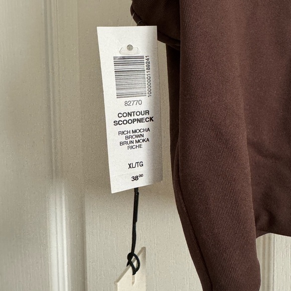 NWT Aritzia Babaton Contour scoopneck crop tank XL Rich mocha brown - Picture 4 of 4